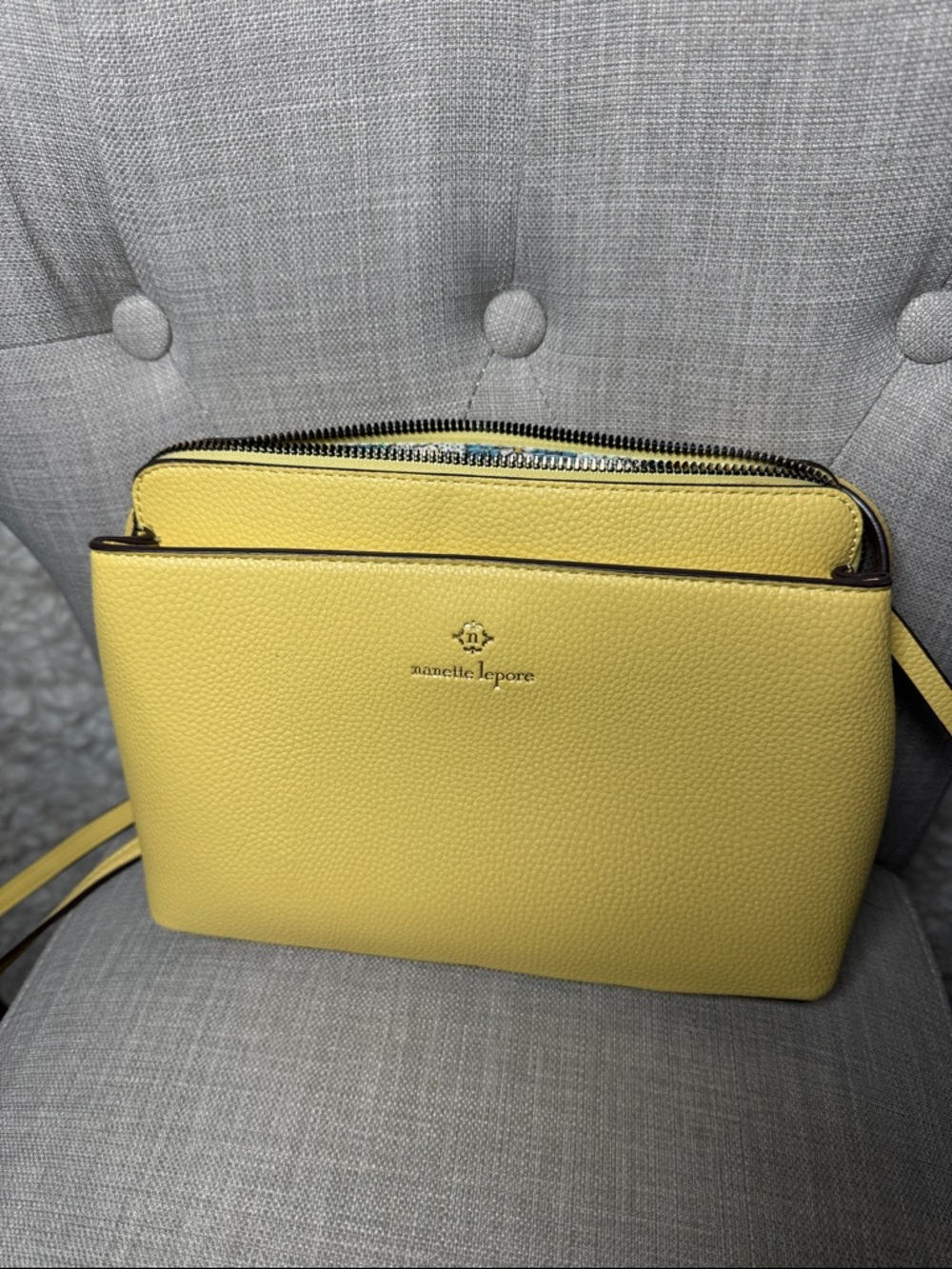 Nanette Lepore Lemon Yellow Pebbled Leather Crossbody